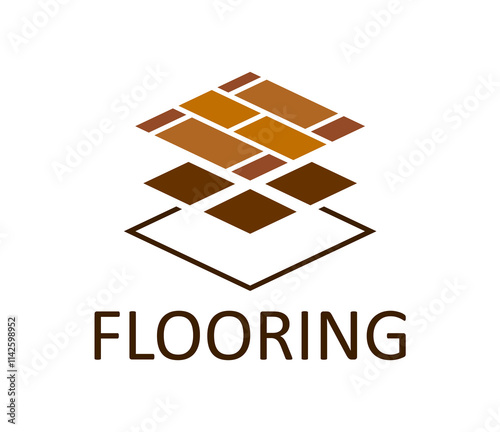 Wooden floor icon, wood parquet tile and flooring service. Vector emblem for businesses specializing in wooden floor installations, home improvement, repairs and maintenance in flooring solutions
