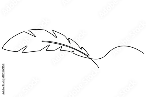Bird feather continuous one line drawing of bird feather icon  Isolated on white background vector illustration
