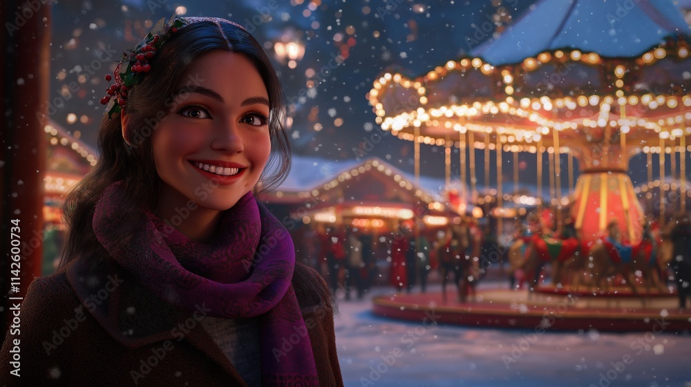 Woman wearing winter clothes on Christmas background Woman wearing winter clothes on Christmas background