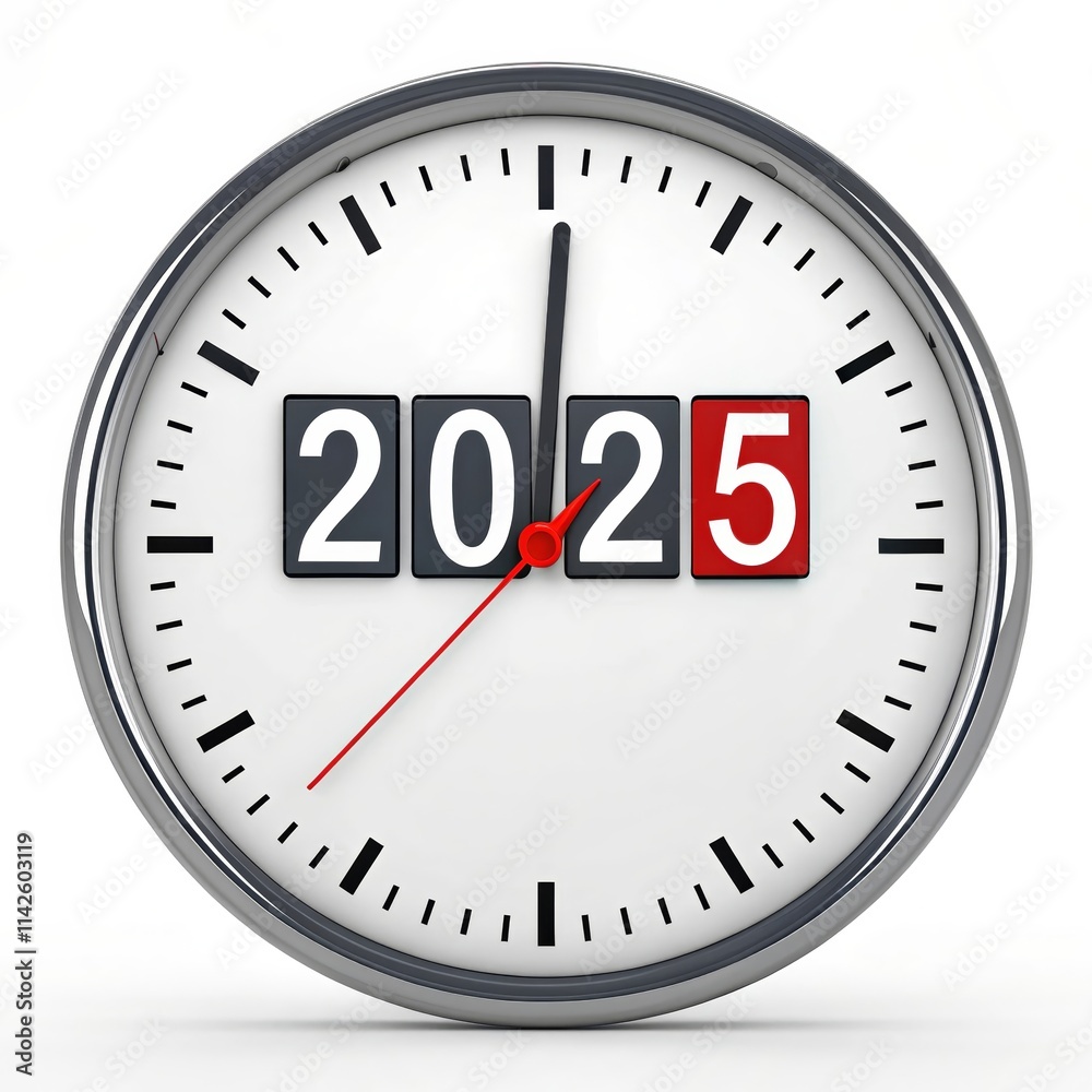 2025 New Year Clock Countdown - Clock showing 2025, symbolizing time, future, anticipation, new beginnings, and progress. 2025 New Year Clock Countdown - Clock showing 2025, symbolizing time, future, anticipation, new beginnings, and progress.