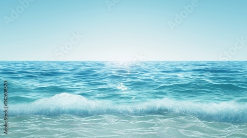 Tranquil ocean scene with gentle waves in a sandy beach