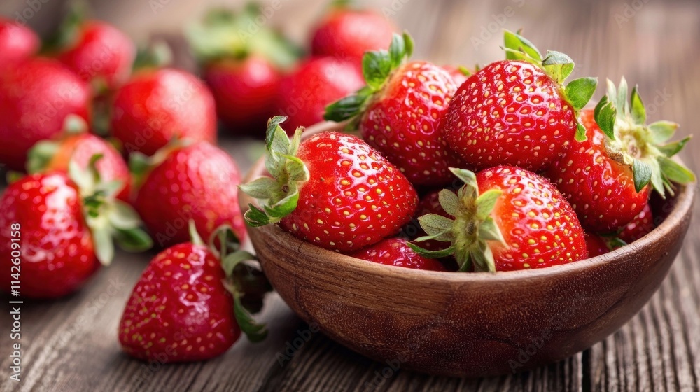 Fresh strawberry harvest in a rustic kitchen food photography natural lighting close-up view