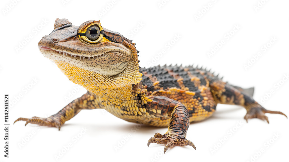 Alligator side view reptile animal lizard isolated on a white background Alligator side view reptile animal lizard isolated on a white background