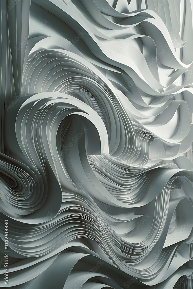 Obraz premium Paper art cartoon abstract waves paper carve background modern origami design template paper cut background abstract realistic paper decoration for design textured