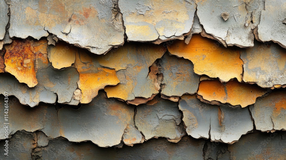 Obraz premium Gray and Orange Peeling Paint Abstract Texture