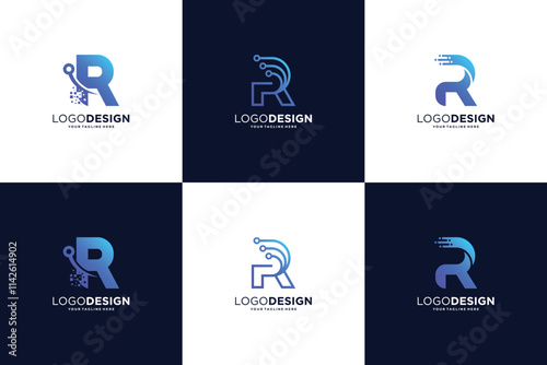 Letter R Connection Logo Design Collection