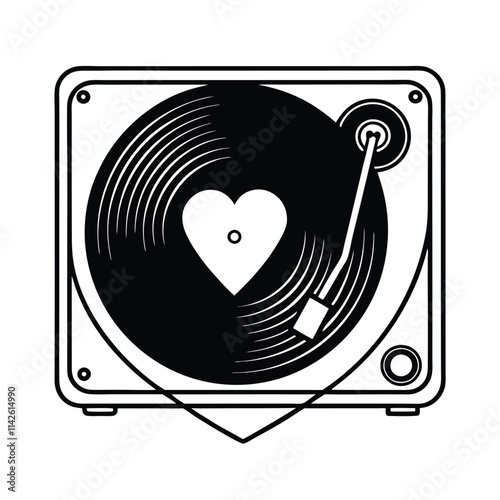 Heart Grooves Vinyl Record Vector.