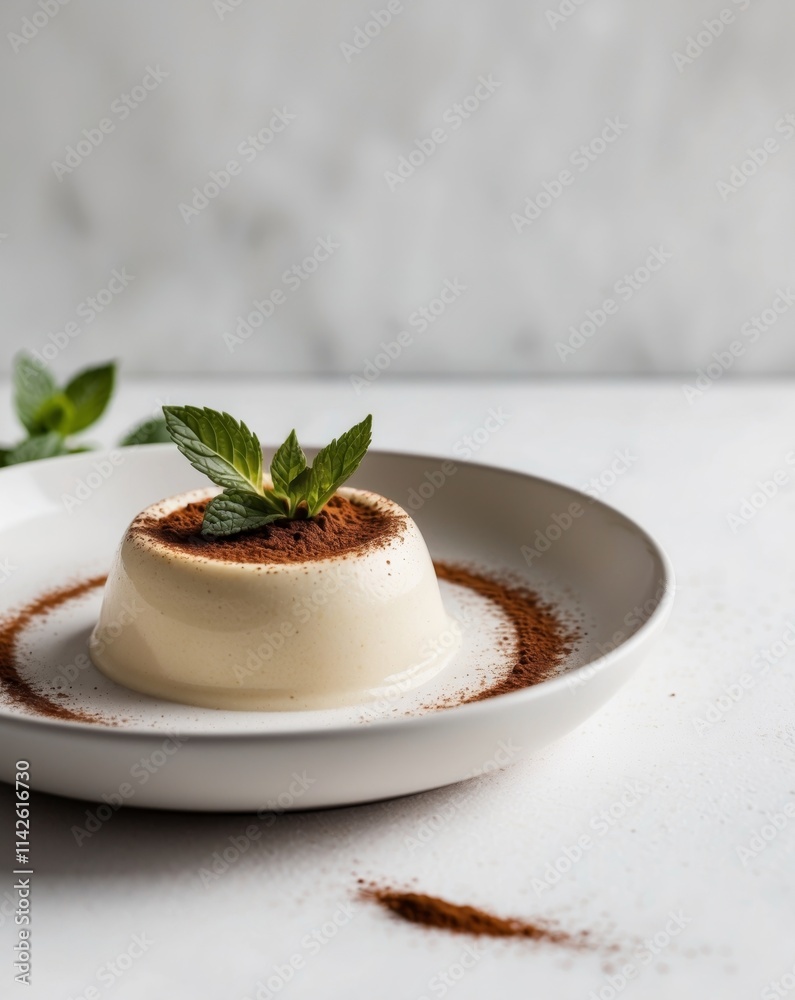 Creamy Baked Custard Dessert with Cocoa and Herbs Creamy Baked Custard Dessert with Cocoa and Herbs