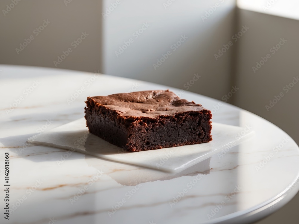 Delicious Chocolate Brownie Dessert on Marble Surface Delicious Chocolate Brownie Dessert on Marble Surface