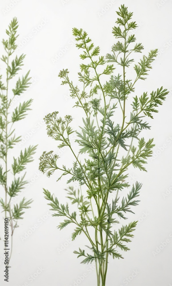 Delicate watercolor drawing of thyme, chervil, and dill with a white background, fragrant herbs., culinary ingredients, organic gardening Delicate watercolor drawing of thyme, chervil, and dill with a white background, fragrant herbs., culinary ingredients, organic gardening