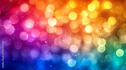 Abstract Rainbow Bokeh Background with Sparkling Lights