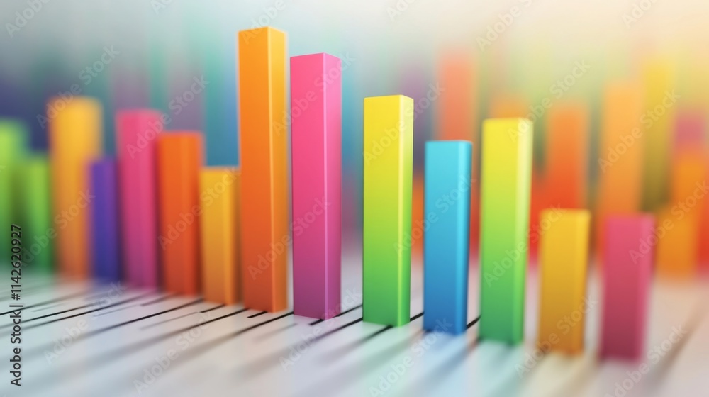 Fototapeta premium Colorful Bars Representing Data in a Business Presentation Setting