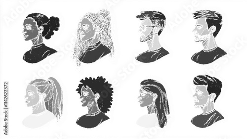 Profile headshots of diverse individuals in faceless avatar