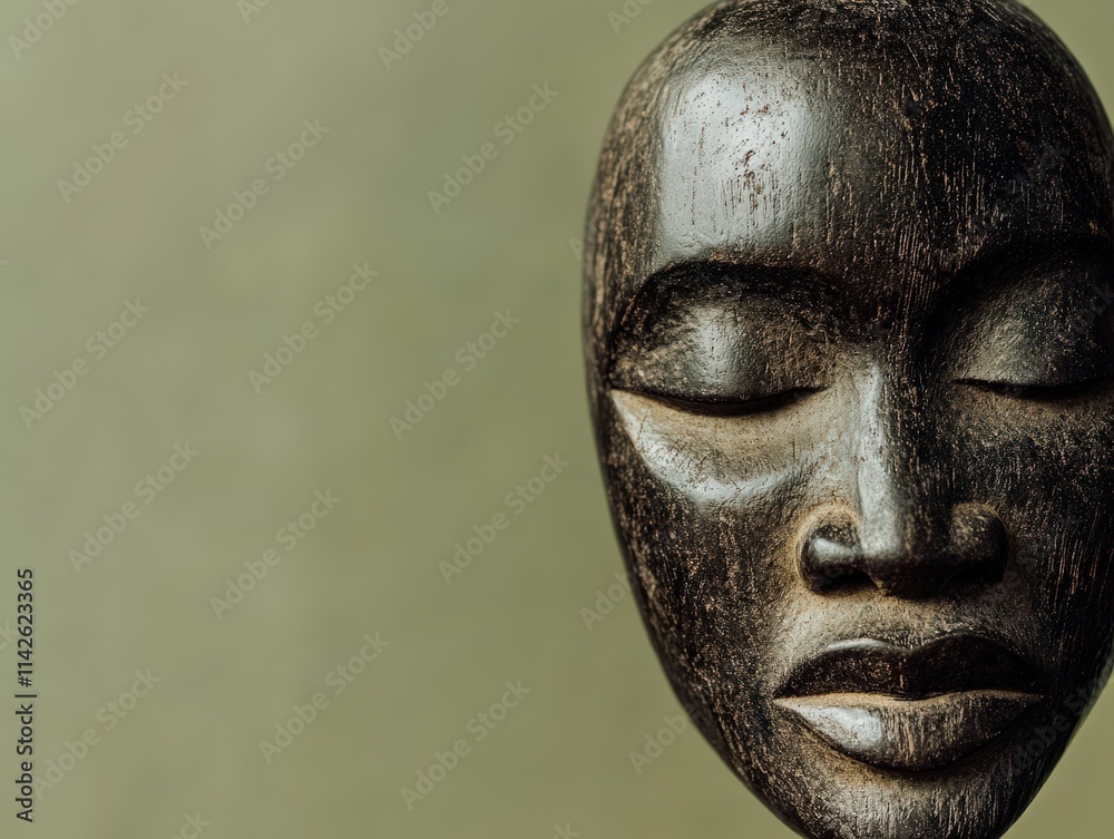 Close-Up of African Ancestral Mask on Neutral Background Close-Up of African Ancestral Mask on Neutral Background