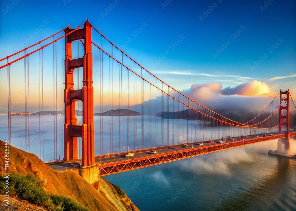 Fototapeta premium Golden Gate Bridge Red Color History Paint Facts - Iconic San Francisco Landmark