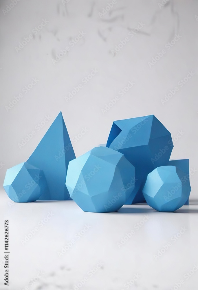 geometric shapes in a bright blue color scheme on a minimalist white background, design, minimal, blue geometric shapes in a bright blue color scheme on a minimalist white background, design, minimal, blue