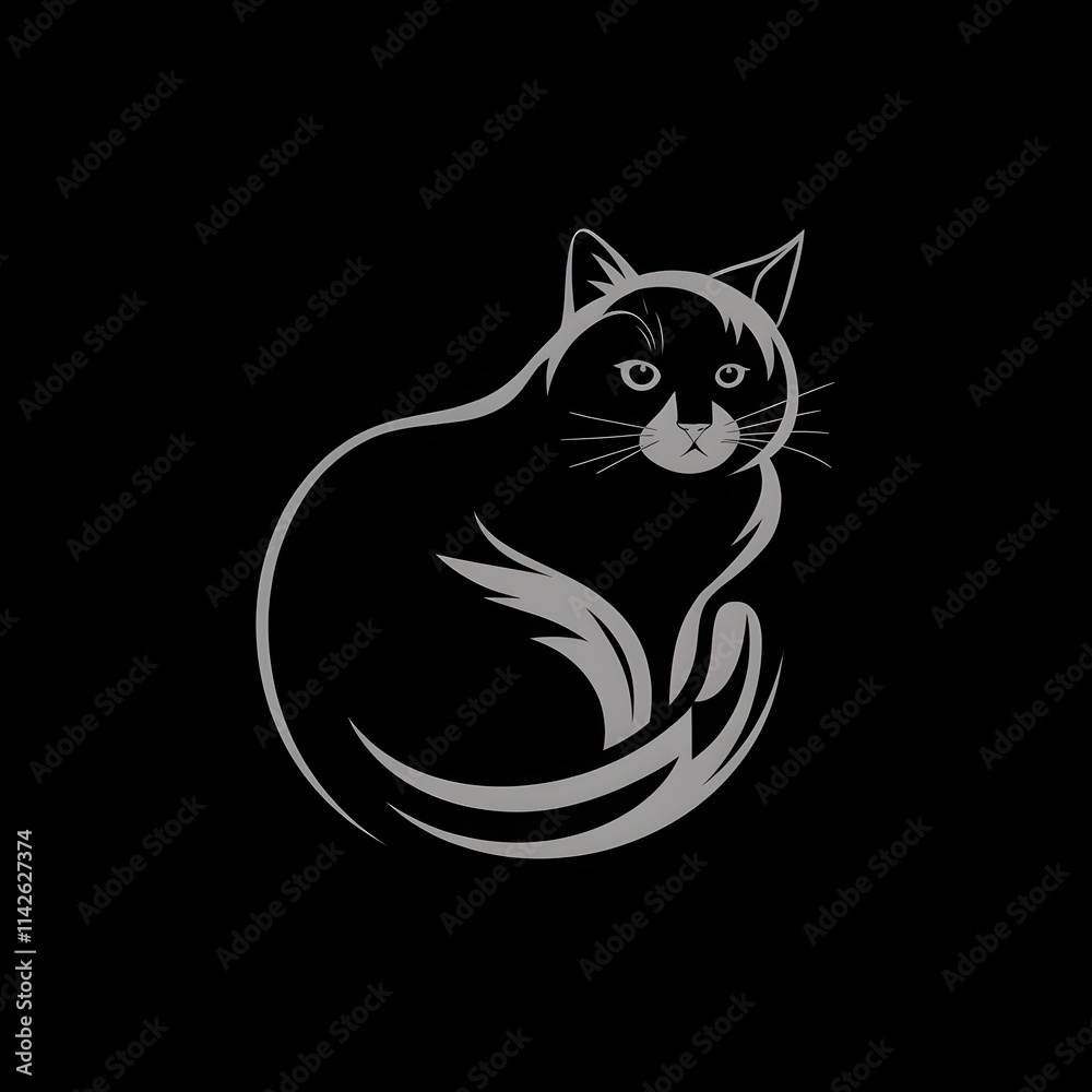 Minimal art illustration of adorable cats kittens kitty icon vector Minimal art illustration of adorable cats kittens kitty icon vector