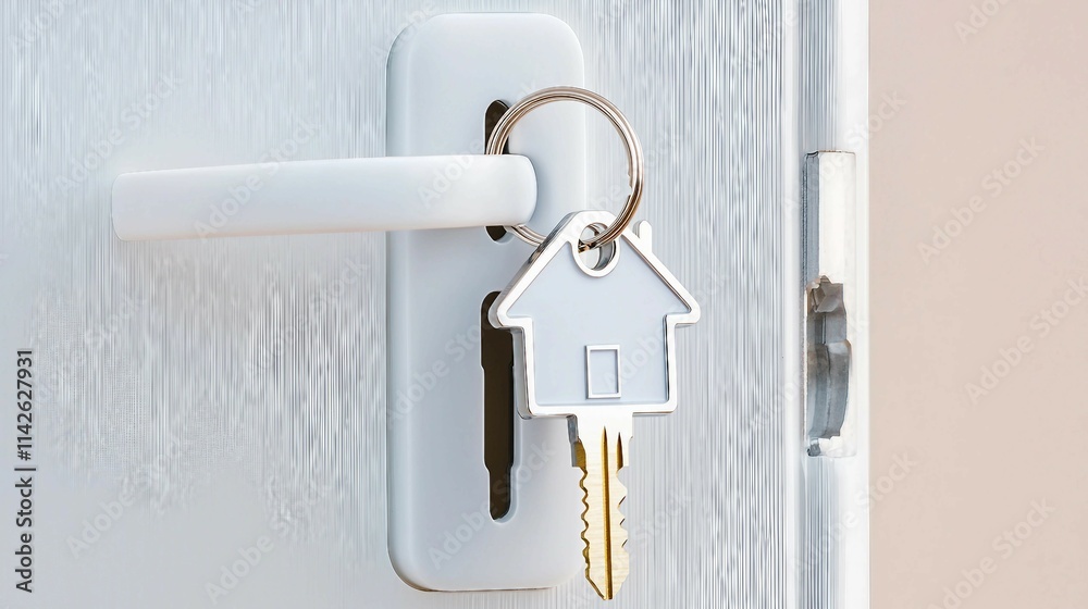 Key in Door Lock with House-Shaped Keychain for Home Security Key in Door Lock with House-Shaped Keychain for Home Security