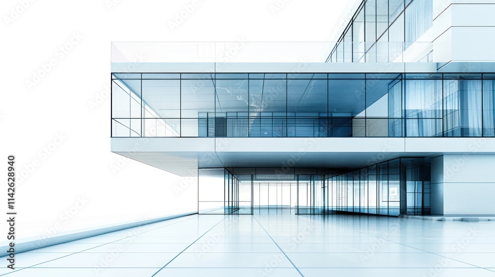 Obraz premium Modern Architecture Glass Building Exterior Design with Clean Lines and Open Space