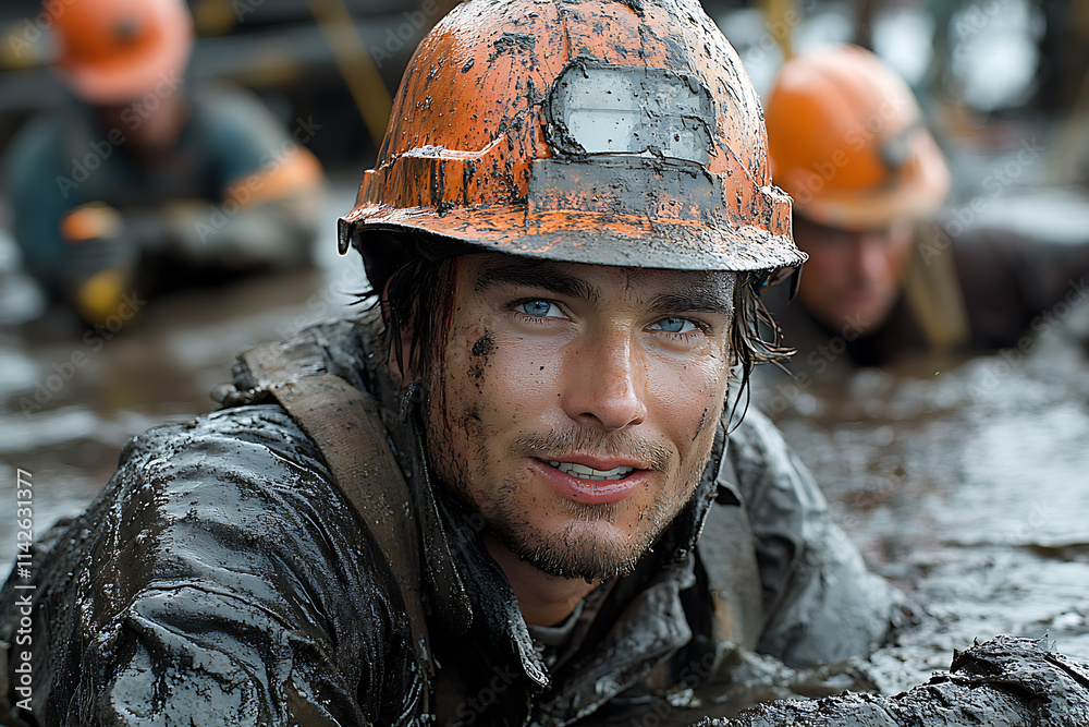 Men working hard in the oil and gas industry, engaged in tough manual labor. The scene captures the intensity of their work, showcasing the machinery, tools, and grit required for this demanding field Men working hard in the oil and gas industry, engaged in tough manual labor. The scene captures the intensity of their work, showcasing the machinery, tools, and grit required for this demanding field