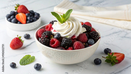 Whipped Cream on Berry Dessert