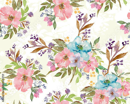 Fototapeta Naklejka Na Ścianę i Meble -  Beautiful watercolour floral pattern design