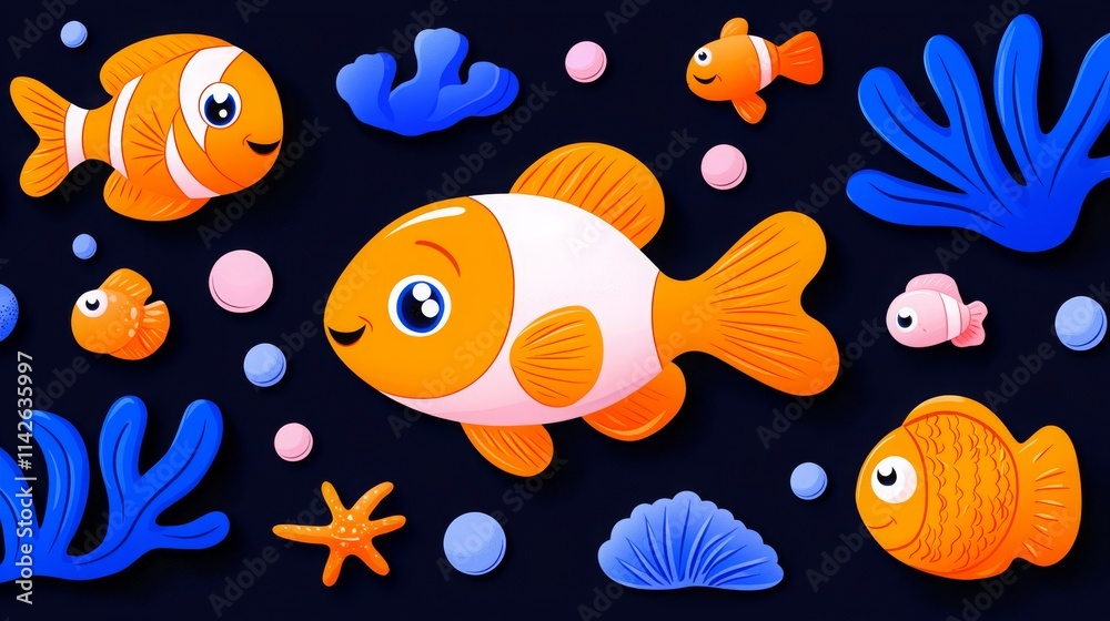 Fototapeta premium Vibrant Ocean Waves and Colorful Underwater Life