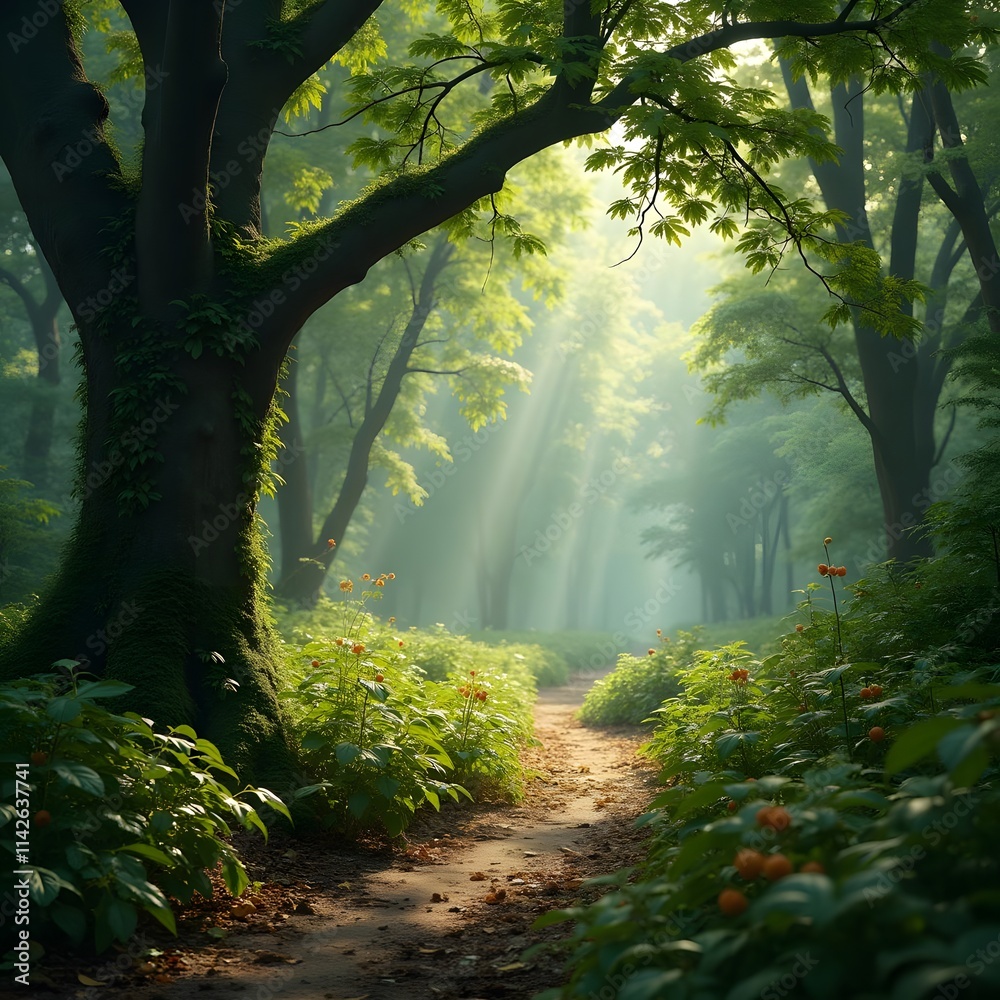 Fototapeta premium Enchanted Forest: A Lush Haven of Pears, Licorice, and Exotic Spices