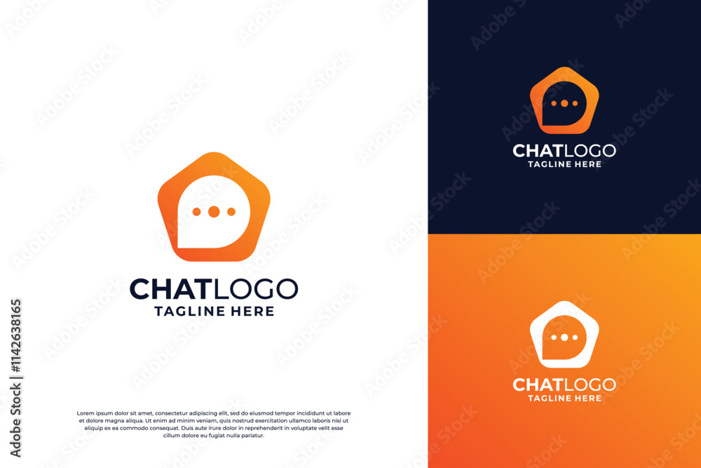 Fototapeta premium Chat with pentagon shape logo design collection