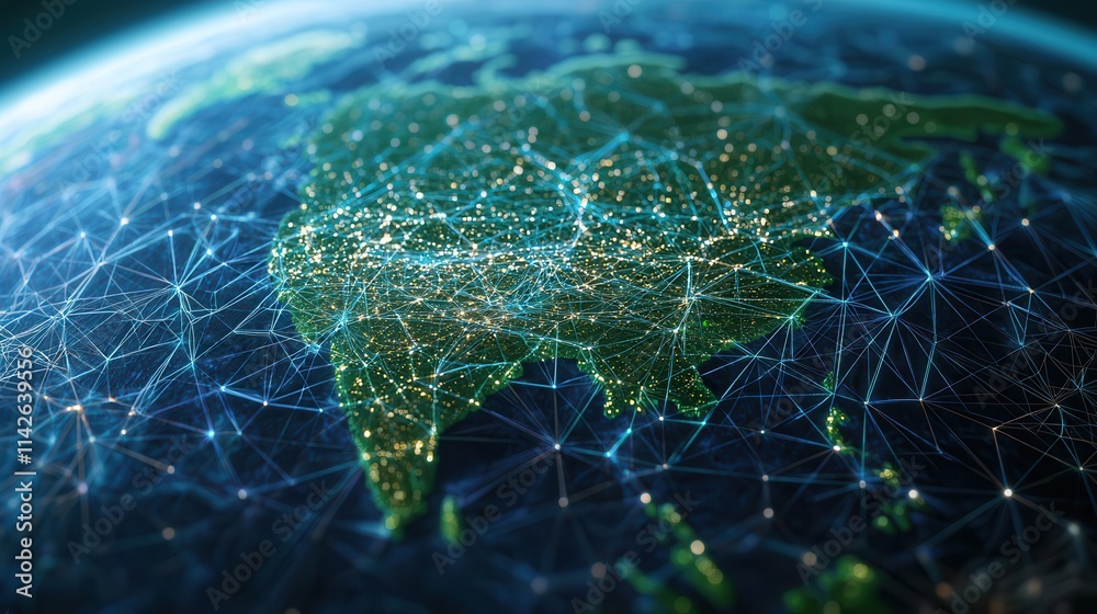 Obraz premium Stylized visualization of modern world network