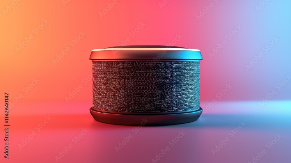 Smart Speaker in Vibrant Neon Light: A Modern Tech Gadget Smart Speaker in Vibrant Neon Light: A Modern Tech Gadget