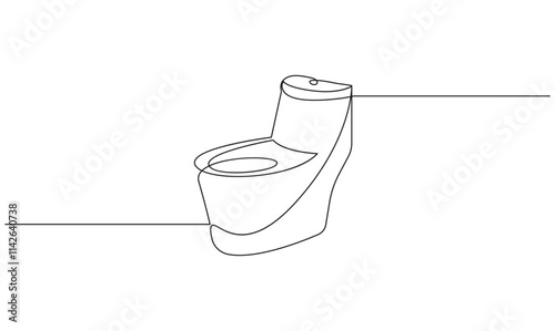 Toilet icon high commode one continuous simple line drawing concept of hygienic minimalist