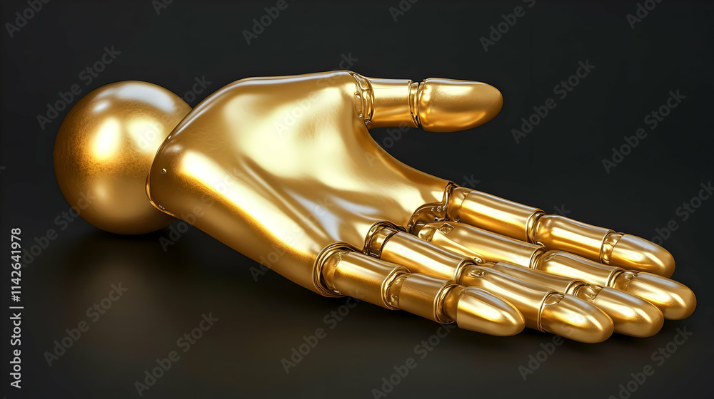 Naklejka premium Golden Robotic Hand 3D Render