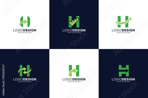 Set Of Letter H financial logo design