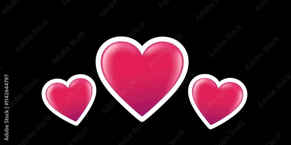 A delightful set of vibrant heart stickers radiates joy and affection, ideal for decorating cards, gifts, or personal notes during the Valentine's Day celebration