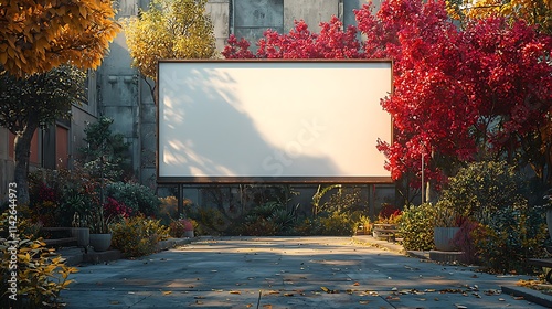 Photo realistic white blank billboard displaying in an educational campus, mock-up, random place 