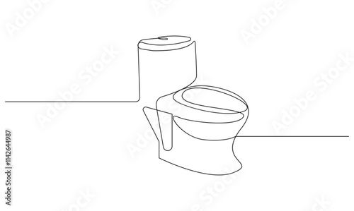 Toilet icon high commode one continuous simple line drawing concept of hygienic minimalist