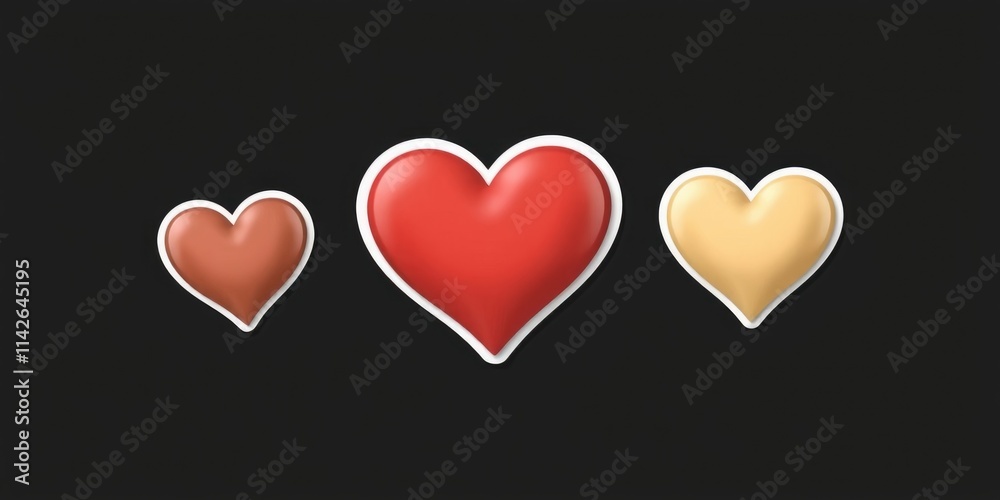 This vibrant heart sticker set features three adorable heart designs in warm colors, perfect for adding a touch of love to Valentine’s Day cards and gifts This vibrant heart sticker set features three adorable heart designs in warm colors, perfect for adding a touch of love to Valentine’s Day cards and gifts
