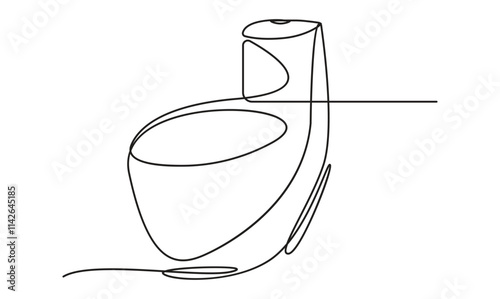 Toilet icon high commode one continuous simple line drawing concept of hygienic minimalist