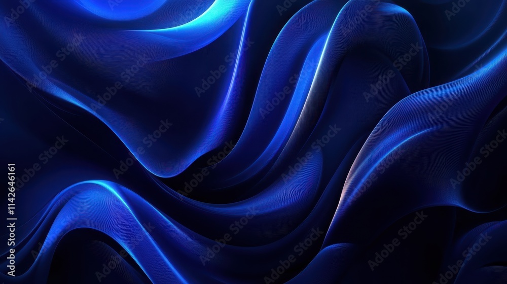 Obraz premium Abstract Blue Waves Digital Art Design