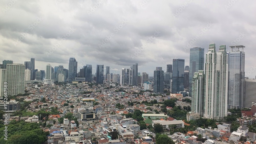 Fototapeta premium Jakarta, Indonesia – December 16, 2024: A cityscape view of Indonesia capital city Jakarta