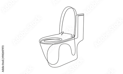 Toilet icon high commode one continuous simple line drawing concept of hygienic minimalist