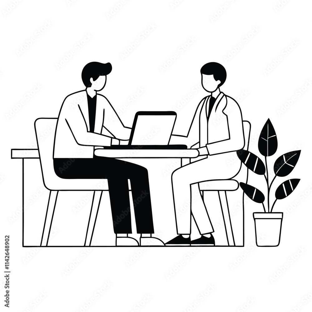 two business man are sitting on office dask, vector art, two business man are sitting on office dask, vector art,