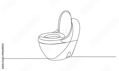 Toilet icon high commode one continuous simple line drawing concept of hygienic minimalist