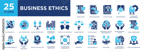 BUSINESS ETHICS, business, corporate, compliance, management, integrity icon set. icons collection. Simple vector illustration