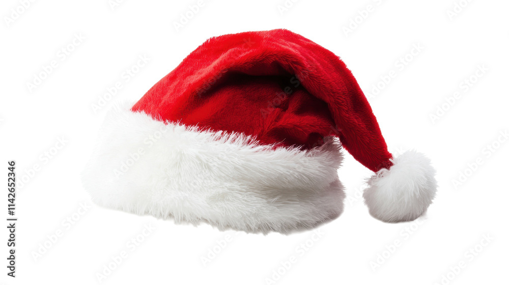 Classic Red Santa Hat with White Fur Trim, isolated on a transparent background Classic Red Santa Hat with White Fur Trim, isolated on a transparent background