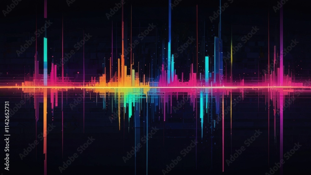 custom made wallpaper toronto digitalVibrant colorful sound wave spectrum on dark background.