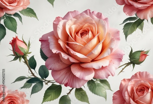 Watercolor rose with loose brushstrokes and expressive petals, vibrant, expressive photo