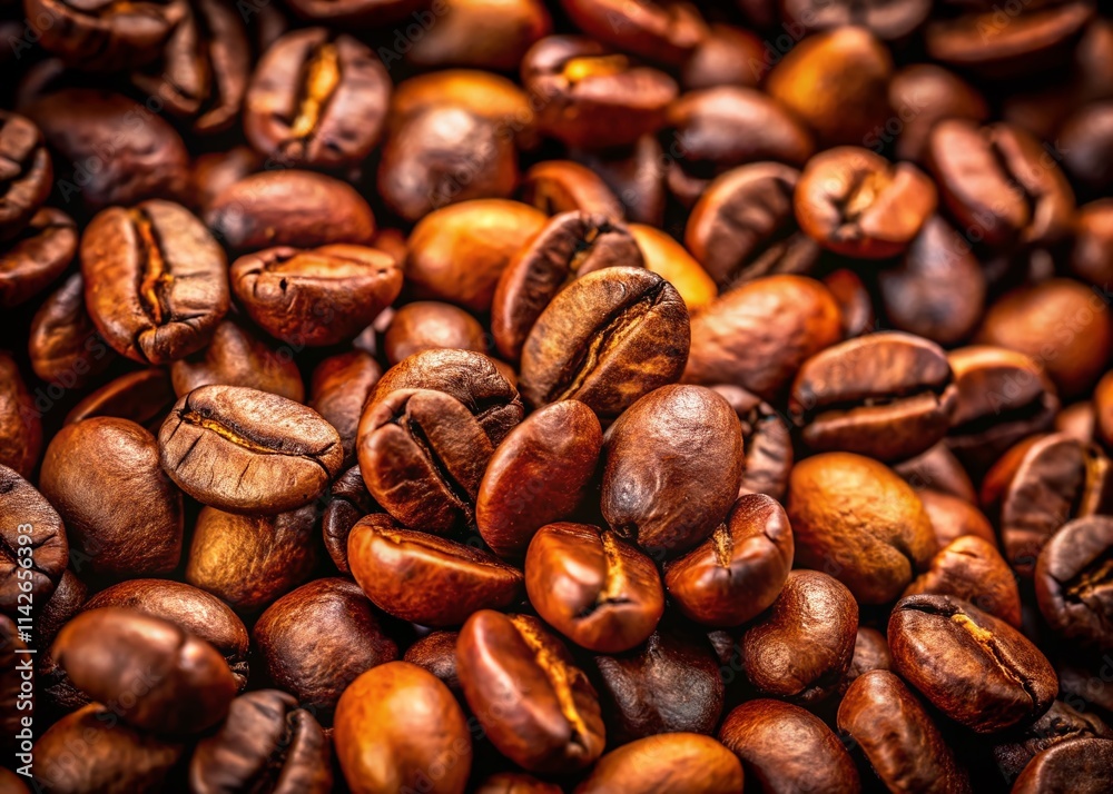 Fototapeta premium High-Resolution Coffee Beans, Isolated, Macro Photography, Brown Coffee Beans, Roasted Coffee Beans, Coffee Bean Detail, Closeup Coffee Beans, Depth of Field, Coffee Bean Texture