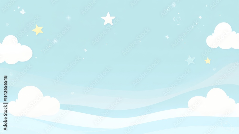 Dreamy sky background with stars, clouds, and soft pastel colors representing calmness and tranquility Dreamy sky background with stars, clouds, and soft pastel colors representing calmness and tranquility